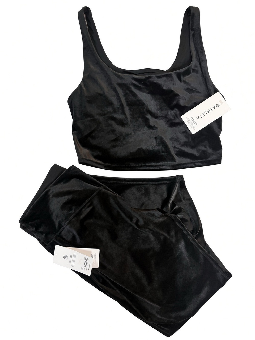 NWT Athleta Velvet Matching Set Elation Flare Pants Cut Out Crop Top XL